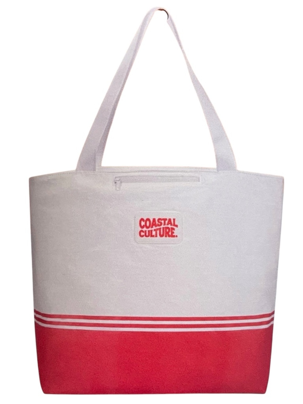 Coastal Culture Everyday Tote Bag Coral Block Beach Zipper Water Resistant NWT